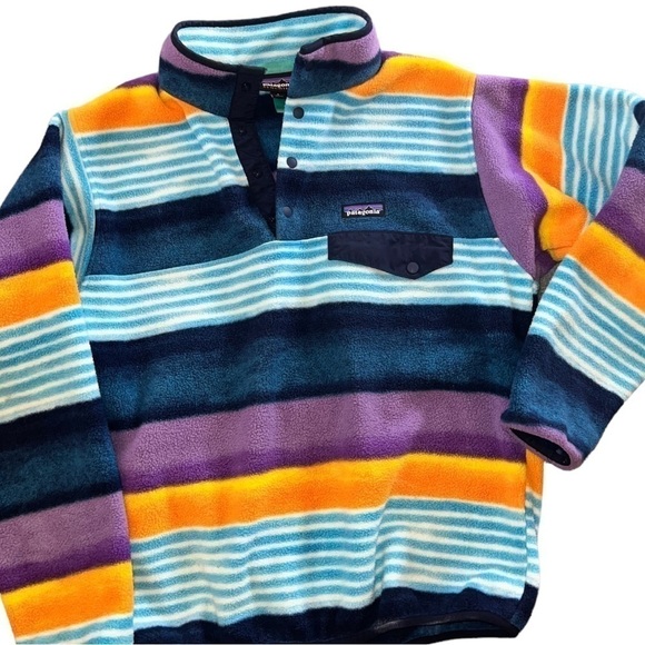 ▶️ Patagonia ◀️ Synchilla
Multicolor Striped Snap T
Pullover Sweater Mens
Size S - Picture 11 of 17